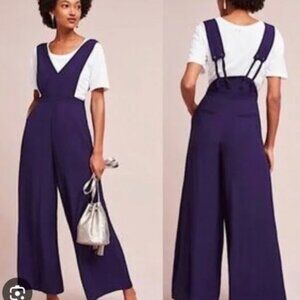Anthropology‎ Maeve Apron Wide-Leg Jumpsuit Purple 10
